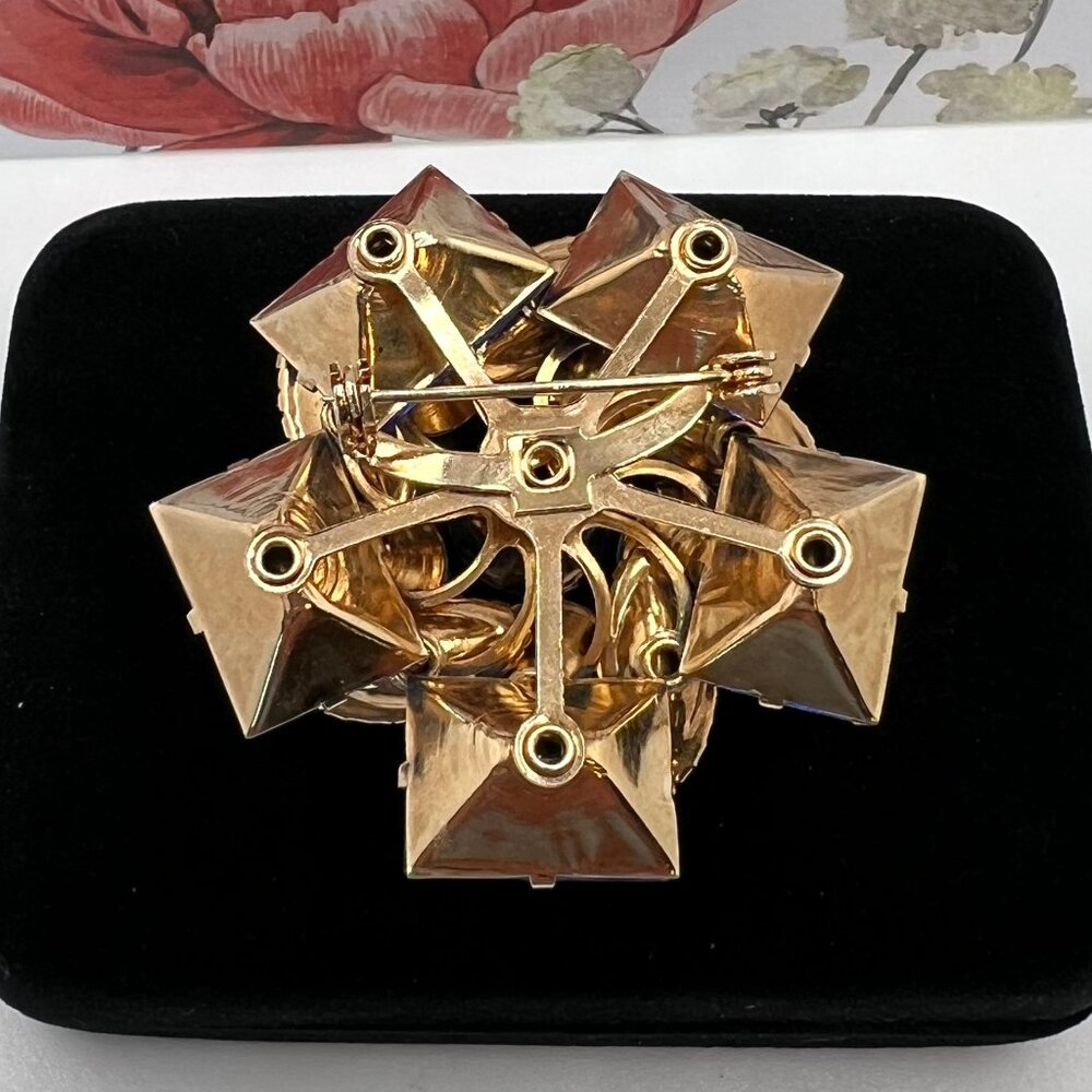 Blue Hombre Glass Layered Brooch - Picture 4 of 5